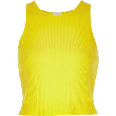 Yellow &#39;90s ribbed crop top
